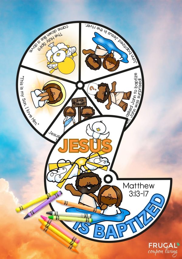 Jesus is Baptized Coloring Wheel Craft for Kids For Sale