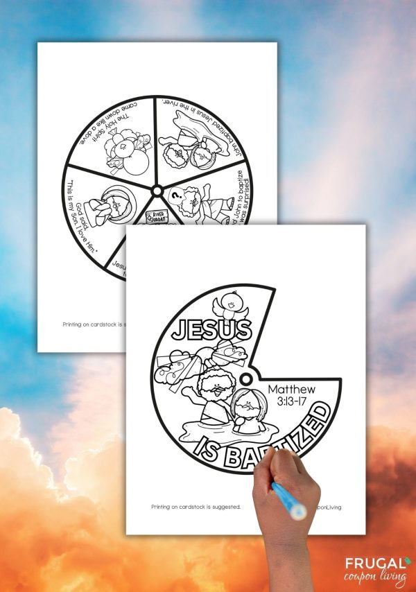 Jesus is Baptized Coloring Wheel Craft for Kids For Sale